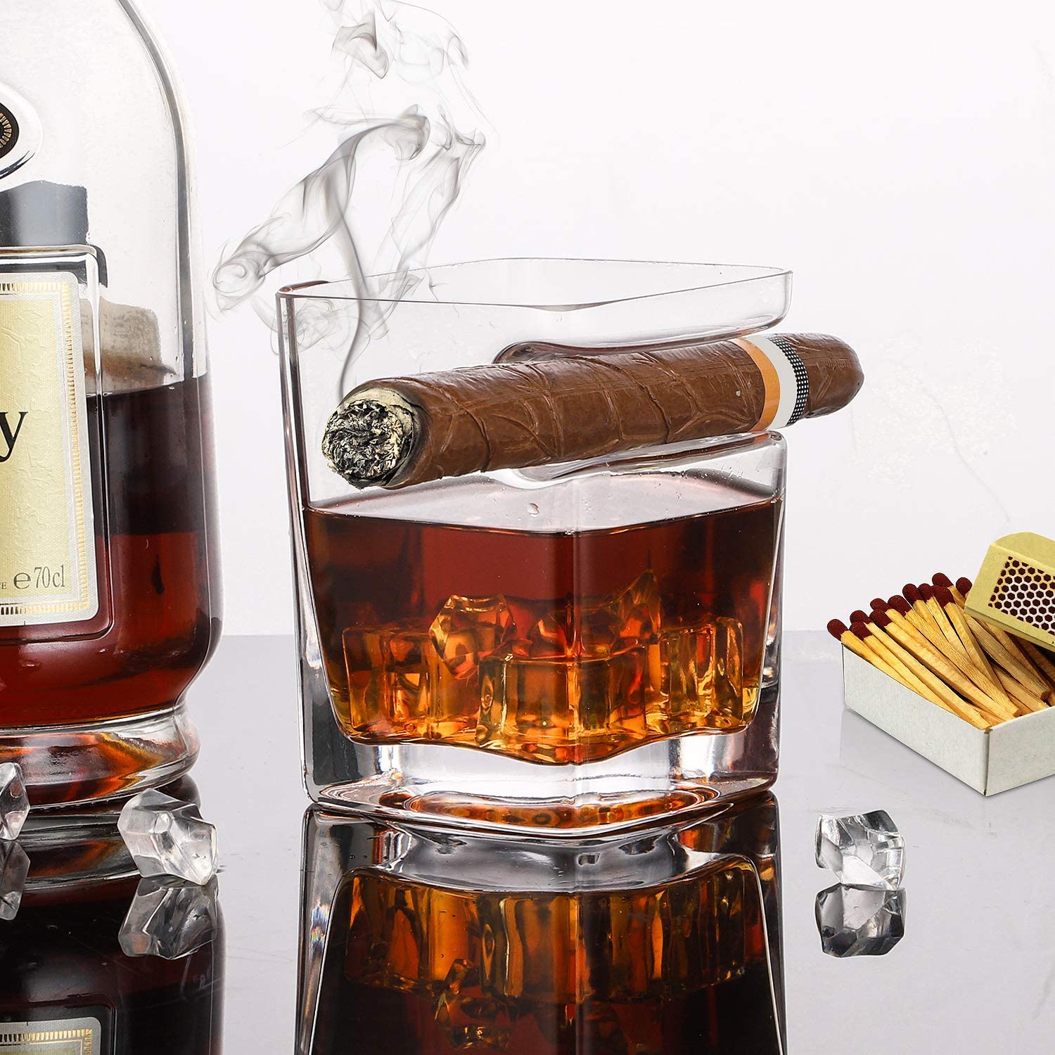 Square Whisky Glass Cigar Holder Gadget Gerbil