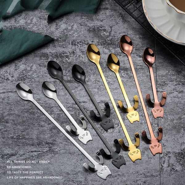 Gadget Gerbil Stainless Steel Hanging Cat Coffee Spoon
