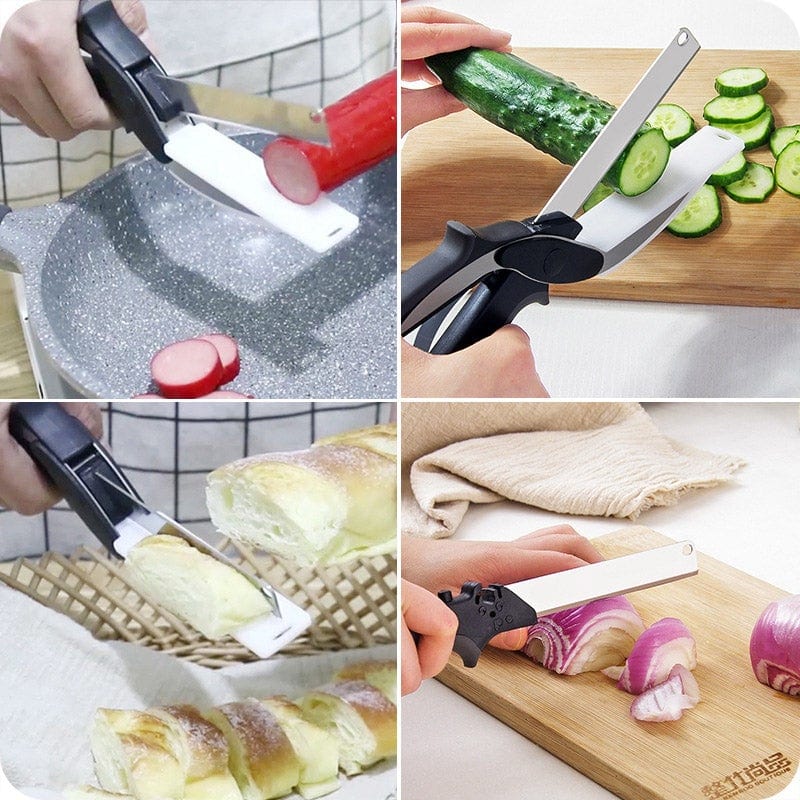 Gadget Gerbil Stainless Steel Scissors Multifunctional Scissors Cutting Machine 2 In 1 Cutting Board Utility Knife