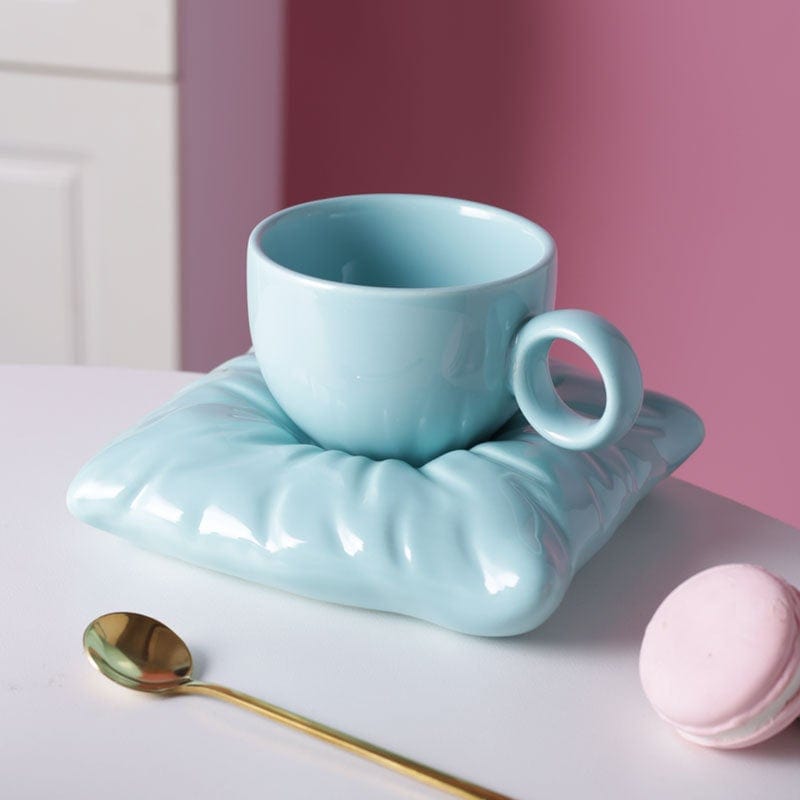 Gadget Gerbil Tiffany blue Ceramic Cup With Pillow Coaster