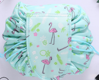 Gadget Gerbil Turquoise Flamingo Print Collection Drawstring Makeup Storage Bag