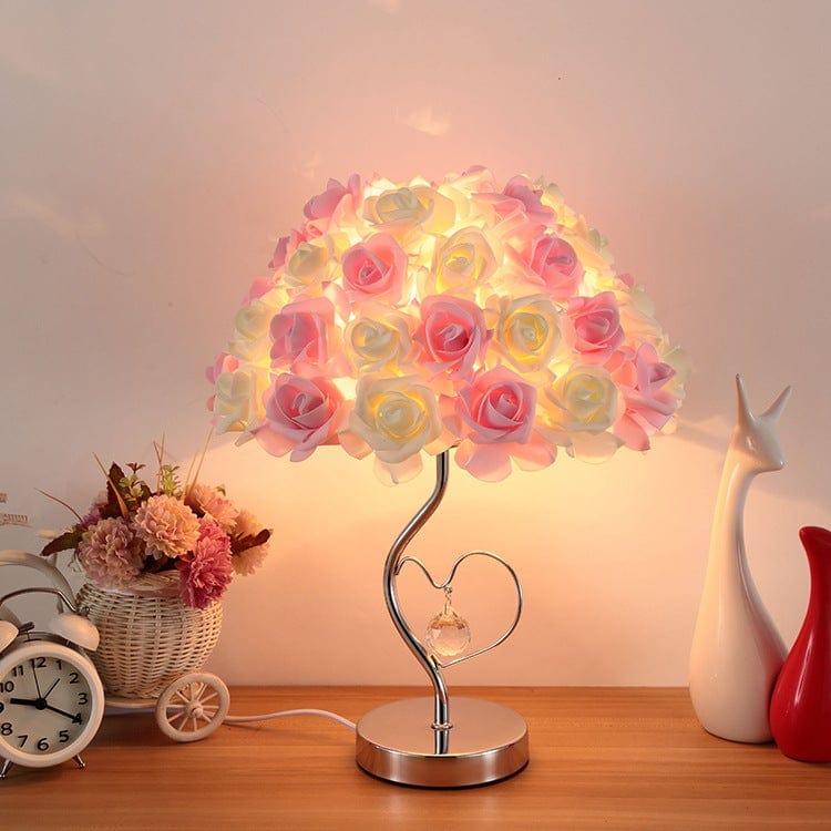 Gadget Gerbil Two color / Button switch / S Wedding Decoration Lamp 220V Valentine's Day Gift Marriage Bedroom Bedside Desk Lamp Creative Roses Flower Light