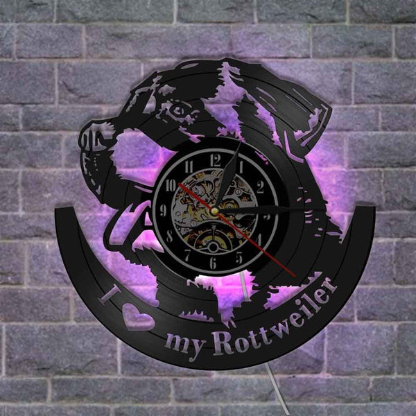 Gadget Gerbil Vinyl Record I Love My Rottweiler Wall Clock