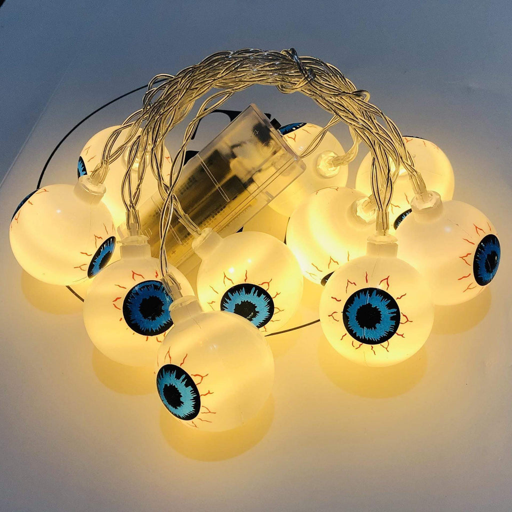 Gadget Gerbil Warm White / Battery / 1.5M Halloween LED Eyeball Light String 10 Pcs LED Ghost Eye Light Warm Cold Colorful For Halloween Home Party Decor