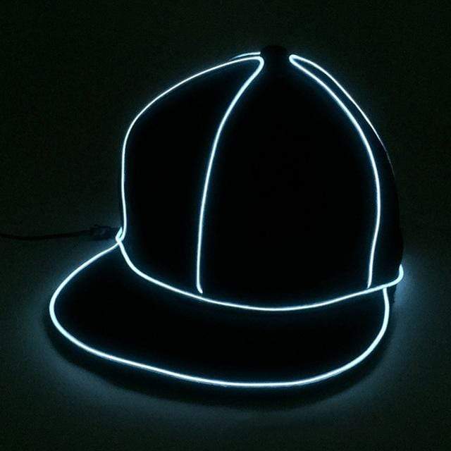 Gadget Gerbil White / 1.5V New flat edge EL light hat Men's light baseball cap hiphop street dance tide fluorescent hip hop hat