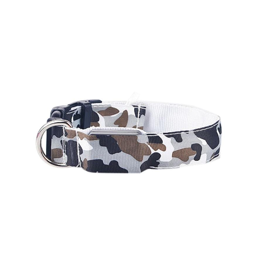 Gadget Gerbil White / L Camouflage Print LED Dog Collar
