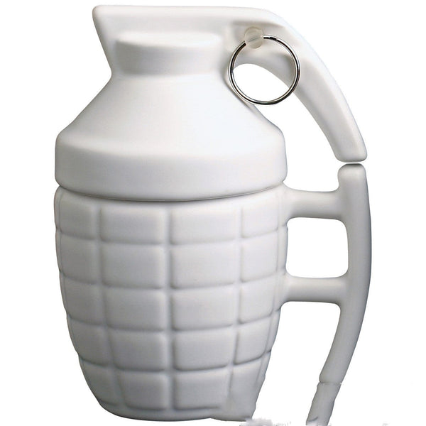 Gadget Gerbil White New Style Grenade Ceramic Mug With Lid Military Grenade Weapon Shape Coffee Mug