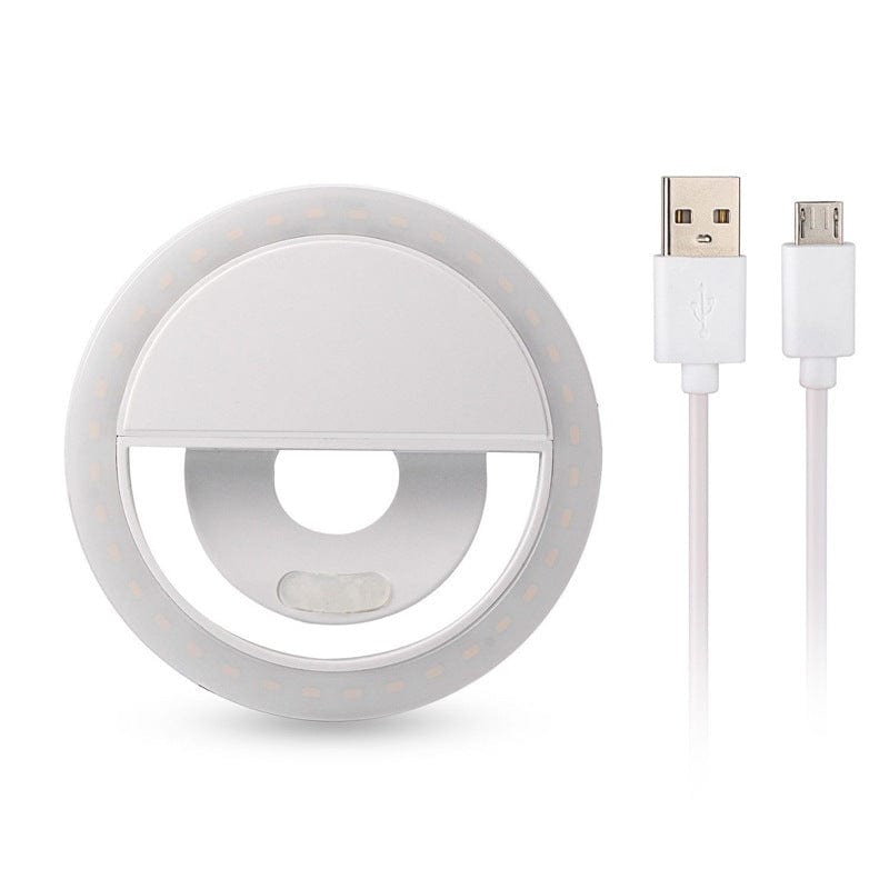 Gadget Gerbil White Selfie Ring Light Clip USB Rechargeable