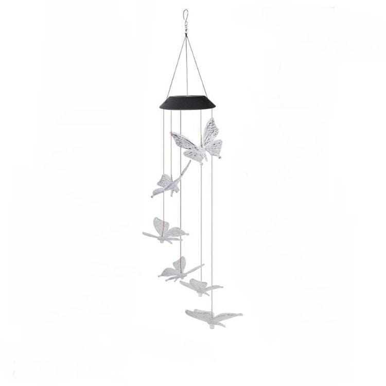 Gadget Gerbil White Solar Powered LED Butterfly Wind Chimes