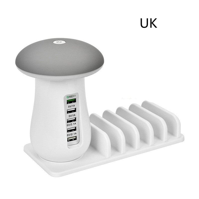 Gadget Gerbil White / UK Mushroom Lamp LED Lamp Holder USB Charger