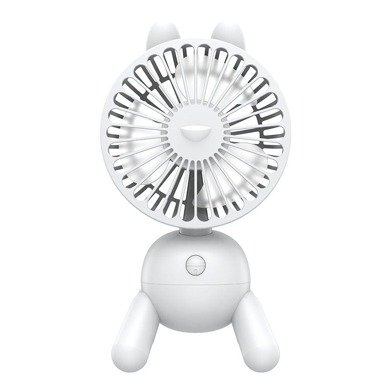Gadget Gerbil White / USB Mini Desktop Electric Fan For Summer Office Home Air Conditioning Mute USB Rechargeable Cartoon Shaking Head Fan Desk Fan