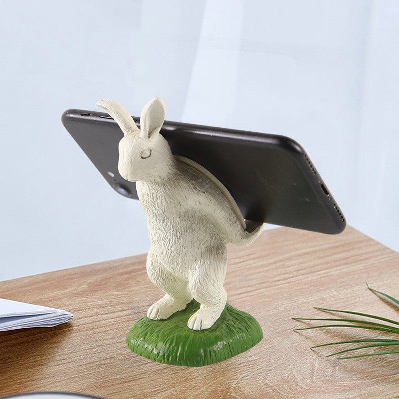 Gadget Gerbil White White Rabbit Statue Mobile Phone Holder