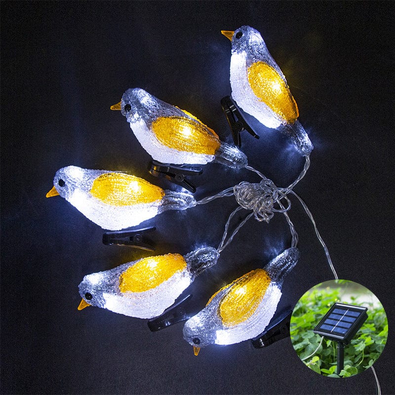Gadget Gerbil White & Yellow Solar Powered Robin Bird String Lights