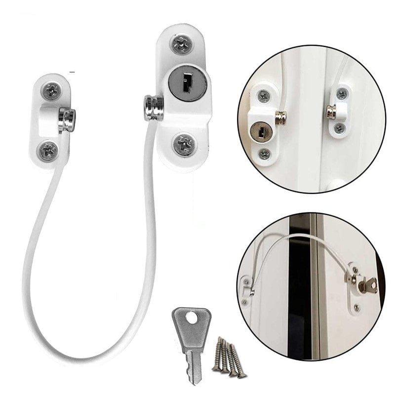 Gadget Gerbil Window Security Chain Lock Window Cable Lock Restrictor Multifunctional Window Lock Door Security Guard for Baby Safety 1Pcs