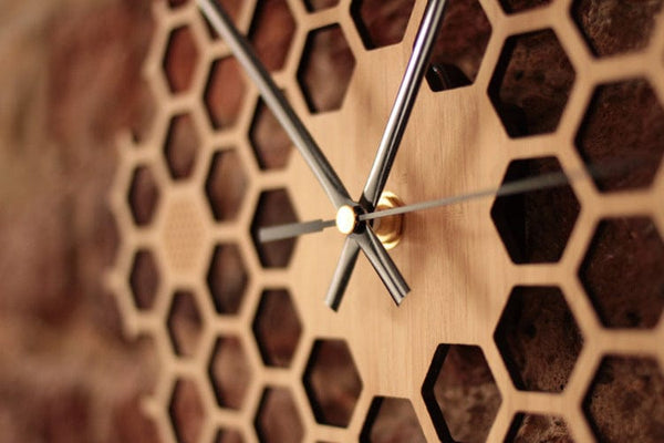 Gadget Gerbil Wooden Honeycomb Shaped Wall Clock