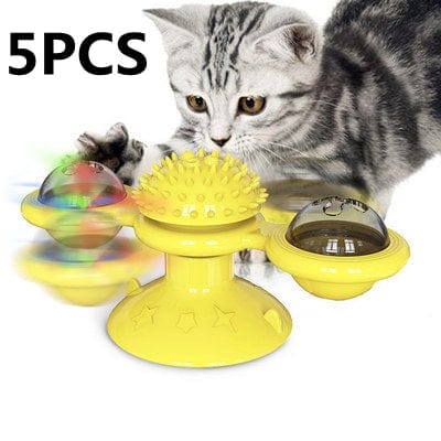 Gadget Gerbil Yellow 5pcs Cat Turntable Cat Windmill  Glowing Toy