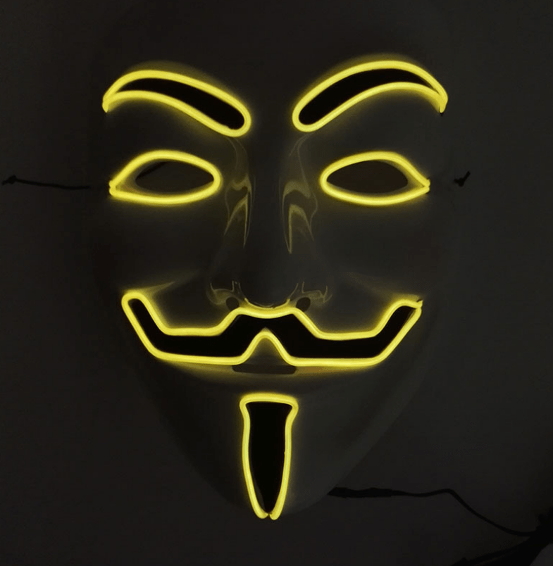 Gadget Gerbil Yellow / B New LED Guy Fawkes Mask