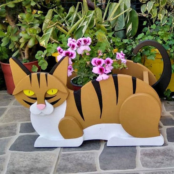 Gadget Gerbil Yellow Cat Shaped Flower Planter