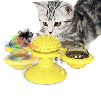 Gadget Gerbil Yellow Cat Turntable Cat Windmill  Glowing Toy