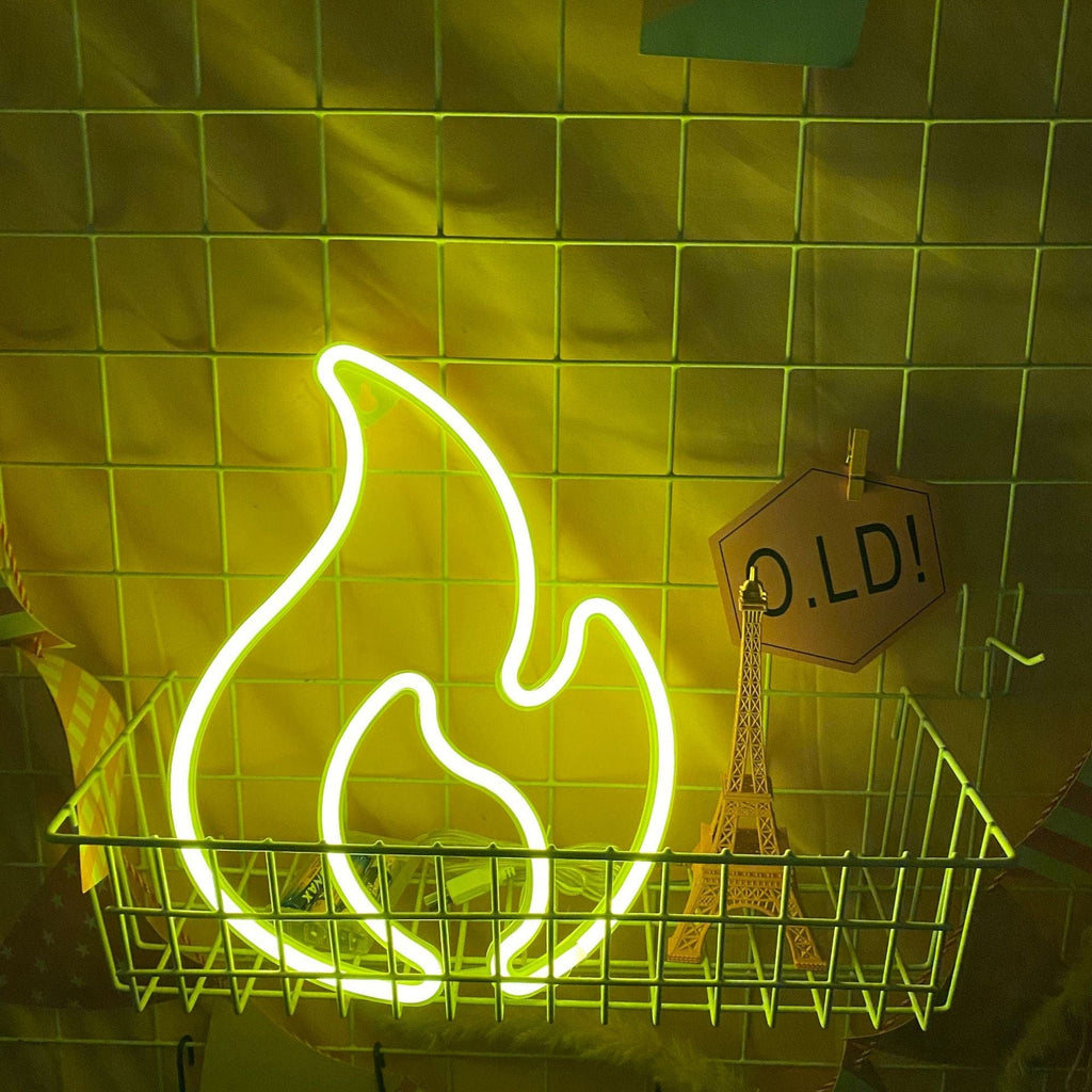Gadget Gerbil Yellow Flame Neon Sign