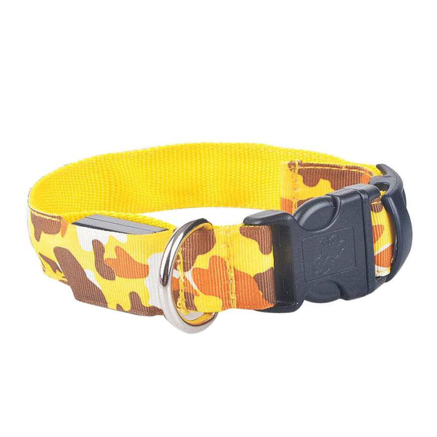 Gadget Gerbil Yellow / L Camouflage Print LED Dog Collar