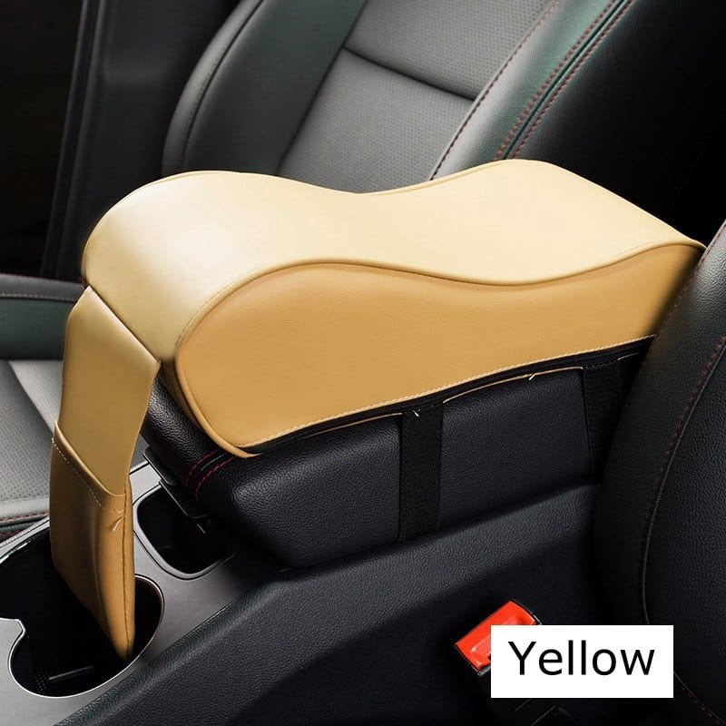 Gadget Gerbil Yellow Leather Memory Foam Car Armrest Cushion