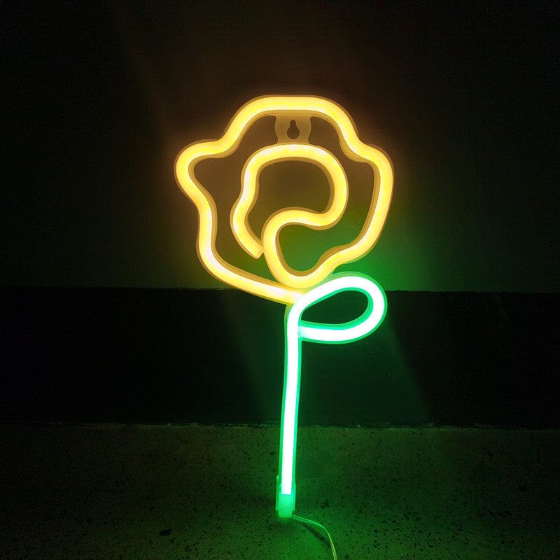 Gadget Gerbil Yellow Rose Neon Sign