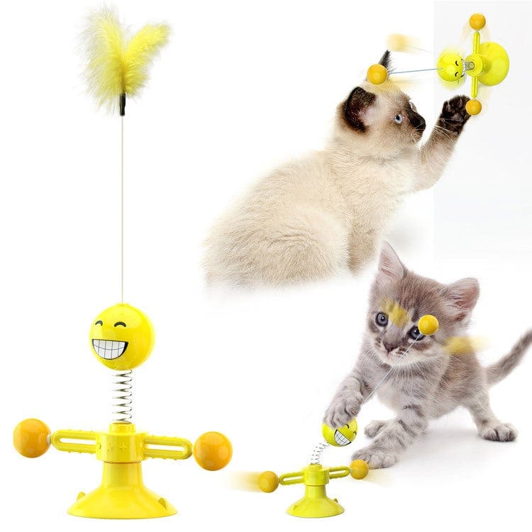 Gadget Gerbil Yellow Spring man Cat Turntable Cat Windmill  Glowing Toy